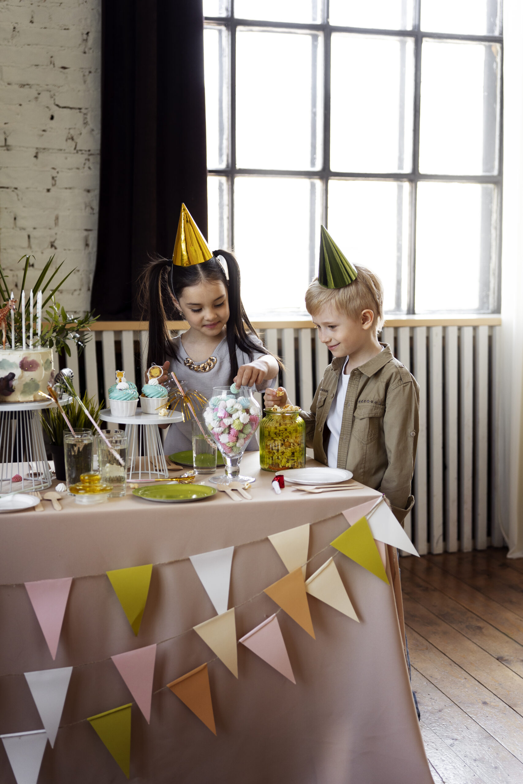 side-view-kids-wearing-party-hats